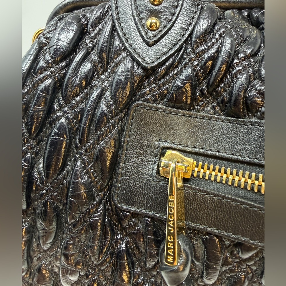 Marc Jacobs Rare Vintage Black Quilted Leather Stam Bag Classic Full Size - Picture 4 of 17